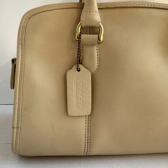 Vintage COACH Beaumont Satchel 9871 Bone Leather Top Handle Crossbody Bag - Picture 3 of 16